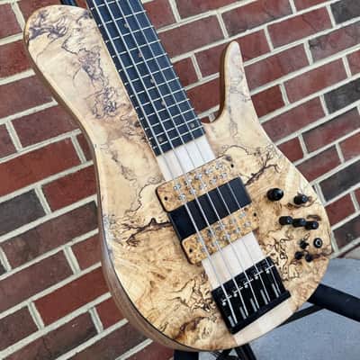 Fodera Imperial Elite, Chestnut Burl Top, Walnut Body, Alder Tone Block, Flamed Ebony Fretboard, Flamed Ebony Ramp, Chestnut Dot Inlays, Fodera/Duncan Dual Coil Pickups, Hardshell Case image 3