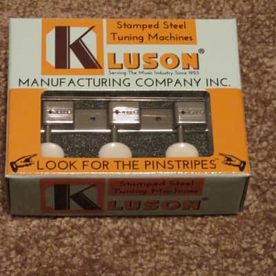 Kluson Deluxe Three on a side Button Machine Heads Silver/Cream New in Box image 7