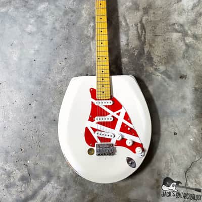 Jack's Guitarcheology "Bed Pan Halen's Frankensh*t" Toilet Seat Electric Guitar (2021 White Relic) image 9