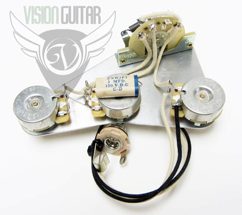 Late 50's PRE-WIRED Strat Upgrade Wiring Kit - Matched CTS Pots Paper In Oil Cap image 1