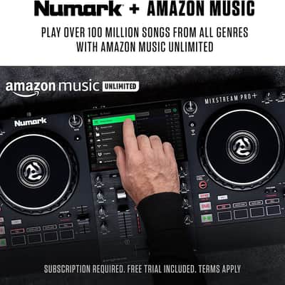 Numark Mixstream Pro+ DJ Controller For Amazon Music, Serato & Virtual DJ w/ Mixer, Touchscreen, WiFi, Speaker image 7