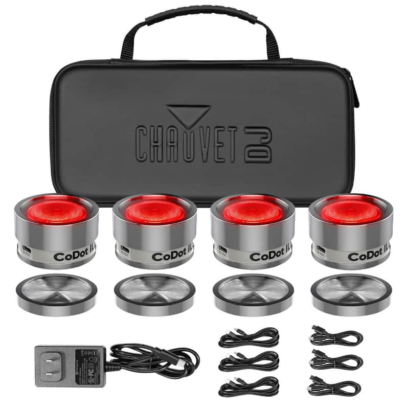 Chauvet DJ CODOTILS 4-Pack of Coin-Sized LED Illuminator Lights w Case image 1