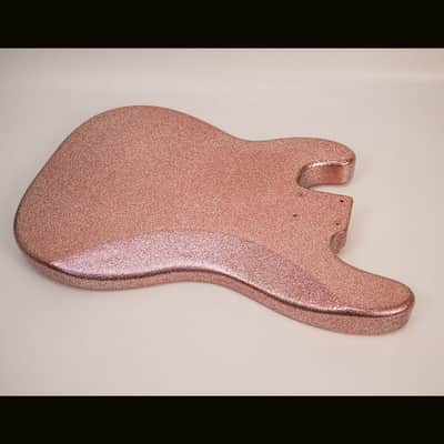 Guitar Mill P-Style Bass Body / Alder / 5 lbs. 4 oz. / Nitrocellulose 'Pink Champagne Flake'/ Closet Clean (#GIN-4117) image 3