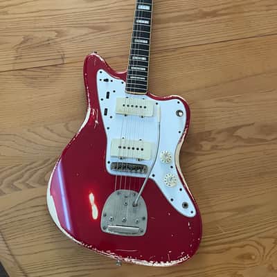Fender MIJ JM66B Jazzmaster 1990's Candy Apple Red Nitro Relic Duncan Antiquities Spitfire Wide Bevel Pickguard image 4