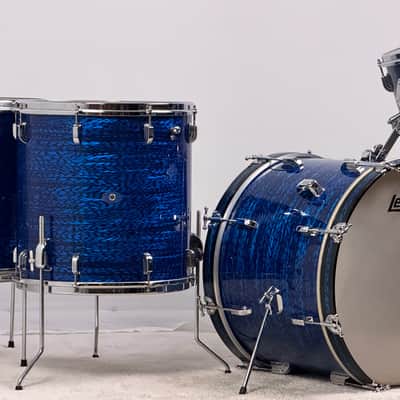 Leedy 20/13/16/18" Vintage 60's Drum Set - Blue Agate Partial Rewrap image 2