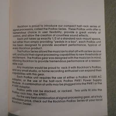 Rocktron Pro Rax Half-Rack Series Signal Processors Catalog 1988 image 3