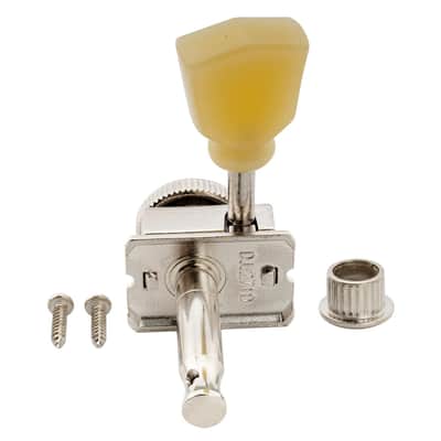 Vintage Deluxe 6 inline Guitar Locking Tuners Tuning Pegs Keys Machine Heads Set for Fender Strat Stratocaster/Tele Telecaster Style Electric Guitar, Nickel with Keystone Button image 6