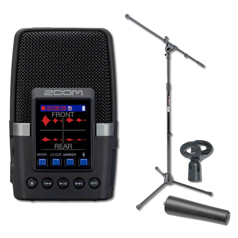 Zoom H2essential Multi-Mic Handy Recorder with MA-2 Tripod to Mic Stand Adapter and Euro Boom Microphone Stand image 1