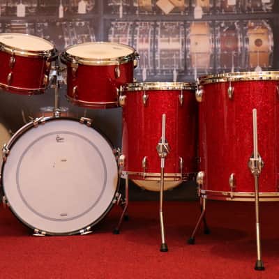 Used Gretsch USA Custom 5pc Drum Set Red Glass Glitter image 2