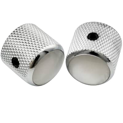 1/4 Inch Steel Mother-of-Pearl Top Dome Knobs with Set Screw Universal Fitting Control Knobs for Electric Guitar or Bass, Chrome (Set of 2) image 6