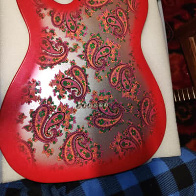 Red Paisley Telecaster Style Guitar Body Only image 1