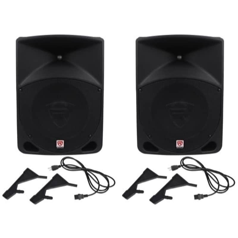 Pair Rockville Power Gig RPG10 10" Powered Active 1200 Watt 2-Way DJ PA Speakers image 1