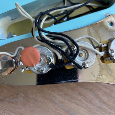 Original and complete 2014 Fender AVRI '64 Jazz Bass Body - Daphne Blue - LOADED image 13