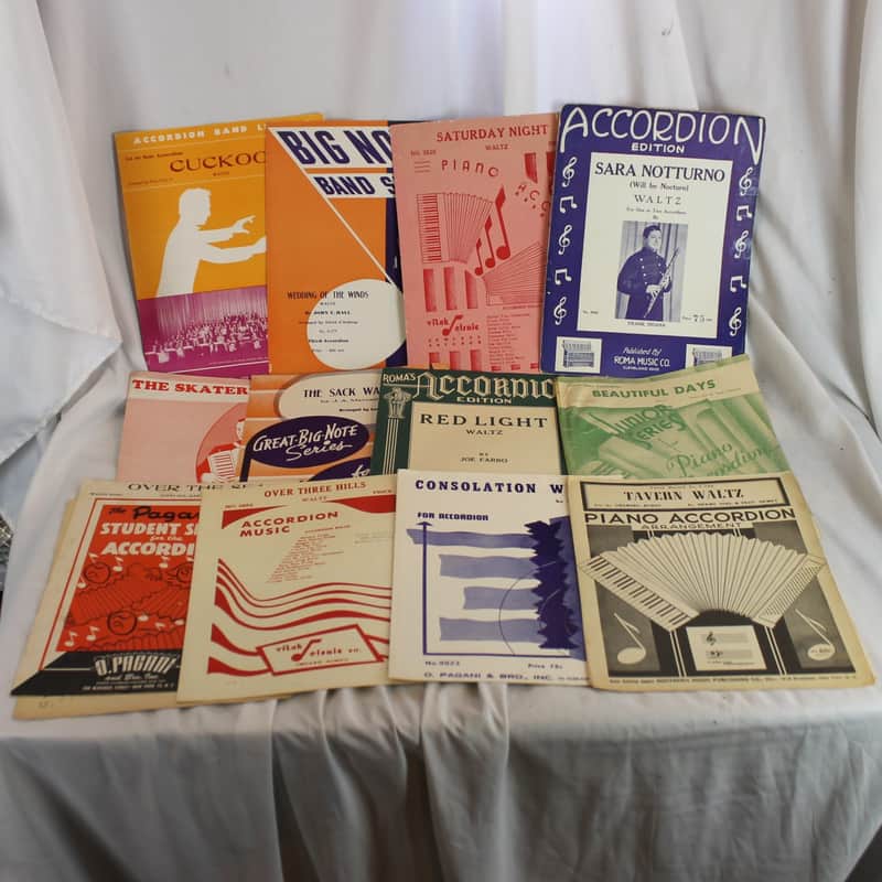 Lot of 12 Used Vintage Accordion Sheets - Waltz For The Ballroom (Roma, Pietro Deiro, Vitak Elsnic) image 1