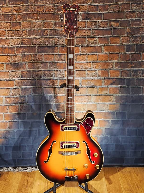 Vintage 1960s Ventura Semi-Hollow Electric Guitar Sunburst image 1