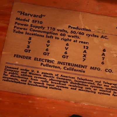 1961 Fender Harvard Amp Tweed 5F10 - Narrow Panel image 11