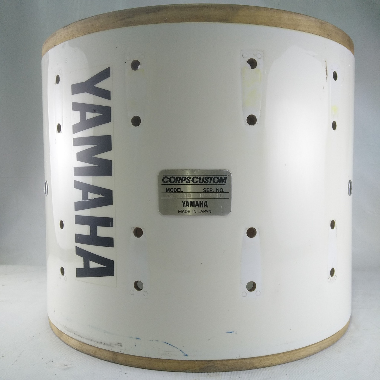 Yamaha Corps Custom 12x14"Snare Drum Shell Piano White Wrap 9000 Recording Japan — main photograph