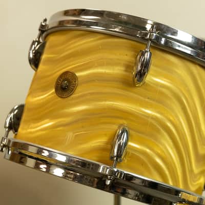 1960s Gretsch Gold Satin Flame "Double Bass" Drum Set image 13