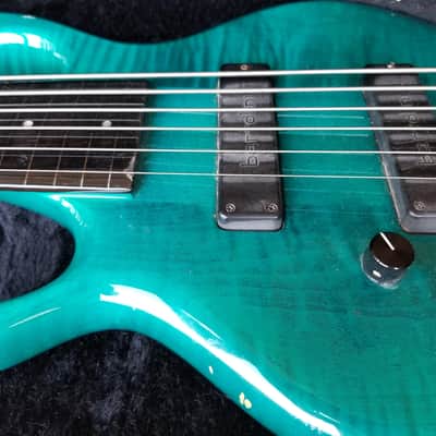 Pedulla MVP-6 Hexabuzz Fretless 6 String Left-Handed 1993 Green/Blue image 2