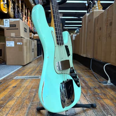 Fender Custom Shop Limited 1964 Jazz Bass Relic Aged Surf Green w/Hard Case image 2