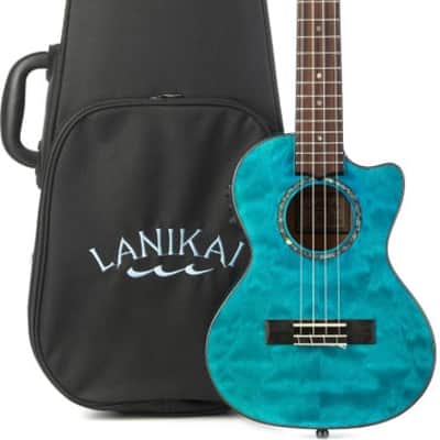 Lanikai QM-BLCET Tenor Ukulele with Cutaway & Electronics - Blue Stain image 2