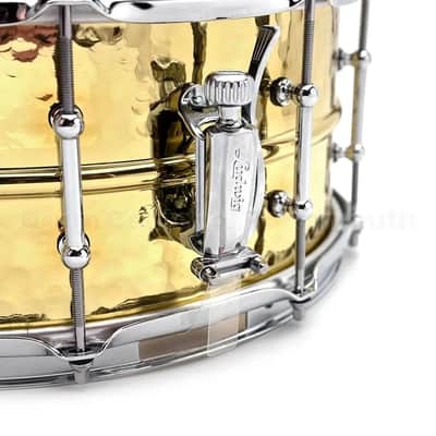 Ludwig LB422BKT Supraphonic Hammered Brass Snare Drum 14x6.5 w/Tube Lugs image 2