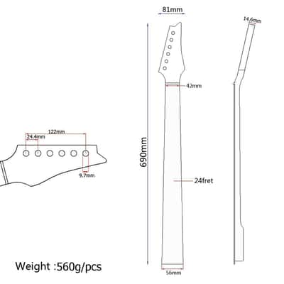 24 Fret Maple Neck For Electric Guitar Rosewood Fretboard Red image 2