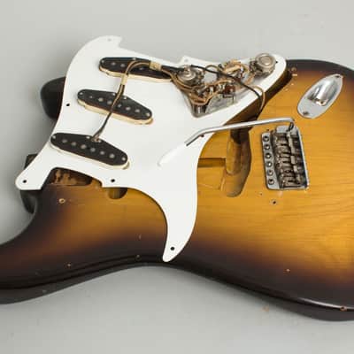 Fender  Stratocaster Solid Body Electric Guitar (1957), ser. #024071, original tweed hard shell case. image 13