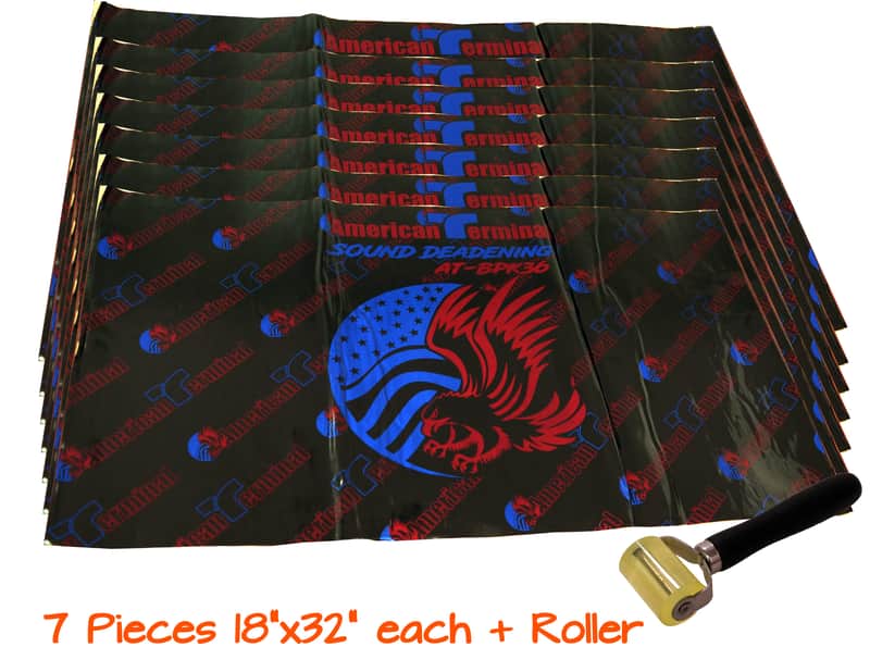 American Terminal AT-BPK28-7 7 Sheets 18" x 32" Sound Deadening Noise Insulation Vibration Dampening Material Bulk Kit + Roller image 1