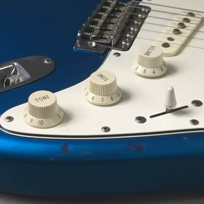 Vintage Fender Stratocaster 1993 Solid Custom Contour Body Lake Placid Blue Rare MIJ Relic HSC 6.8 Lb! image 14