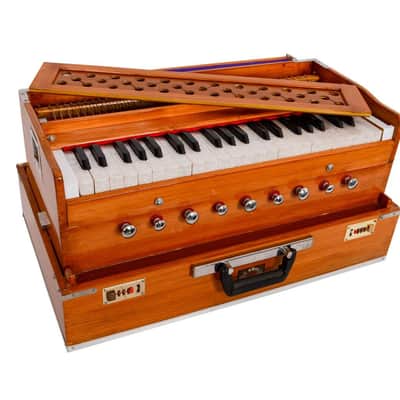 Handmade Harmonium 9 Stopper Portable 3.5 Octave Laying StyleBaja With Coupler Teak Wood image 1