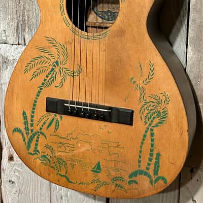 1932 Supertone Hawaiian Scene Parlor, Incredible Vintage Parlor! Comes With Pro Set Up! image 5