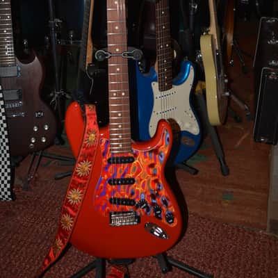 2018 Fender Player Stratocaster in Red w/New Flame Pickguard, New Dunlop Straploks, New Case, & New Set-Up ~ Mint ! image 2