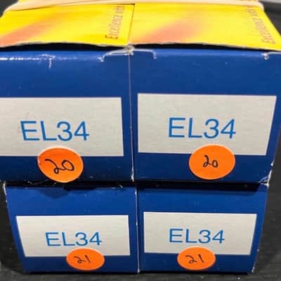 JJ Electronic EL34 Power Tube Apex Matched Quad 2010s - Clear Glass / Black Base image 2