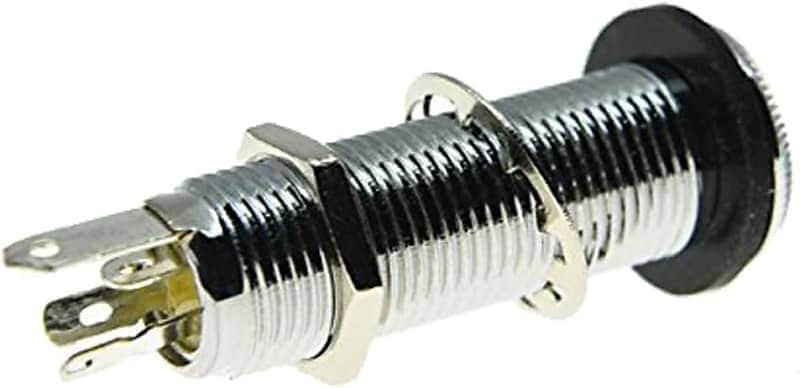 Stereo Copper Guitar Bass 1/4" Barrel Jack Cylinder Input Output Jacks with 4 Pins Stereo or Mono Jack Chrome image 1