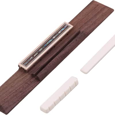 Rosewood Classical Guitar Bridge with Bone Saddle Nut Acoustic Guitar Replacement Part Set Abalone Shell 6 String image 1