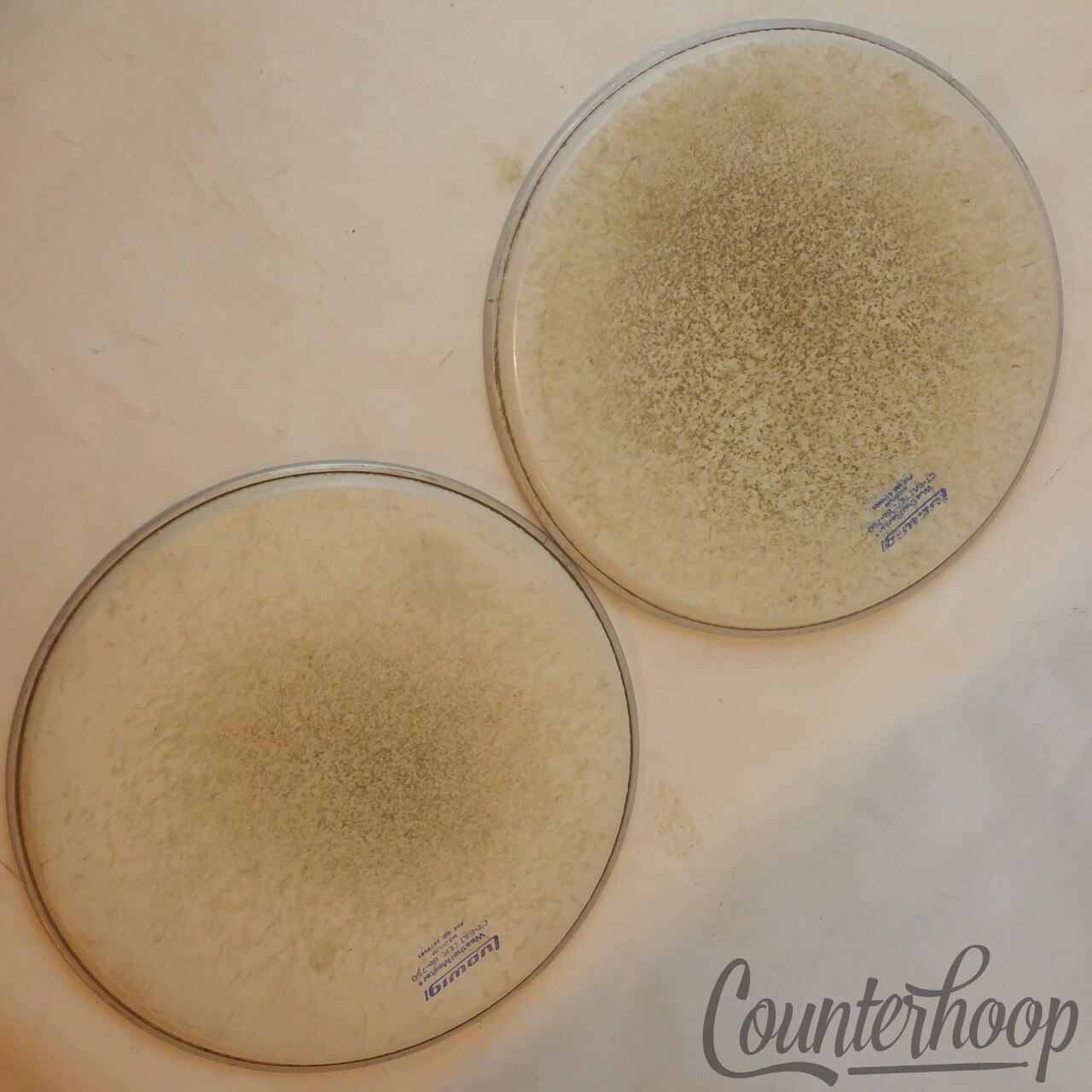 Ludwig 2x 13"Tom Drum Heads 70s Vintage Set db750 WeatherMaster Batter+Resonant — main photograph
