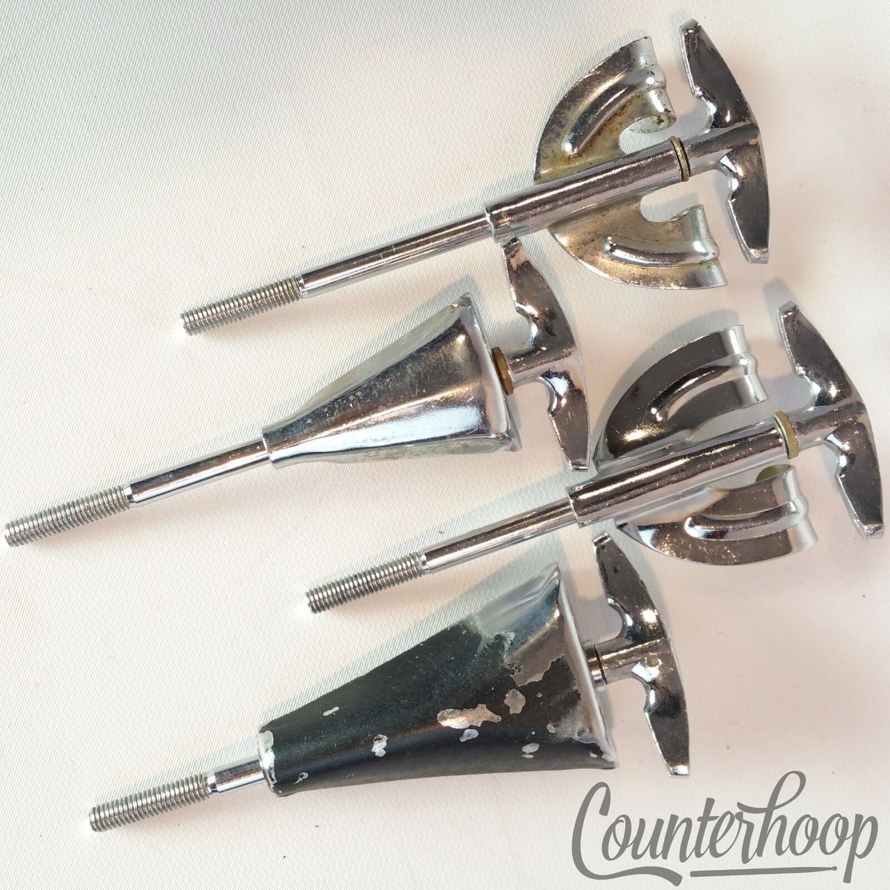 Pearl 4x Bass Drum Tension T-Rods+Claws Metric Japan Chrome 4 1/4" Vintage 60s* — main photograph