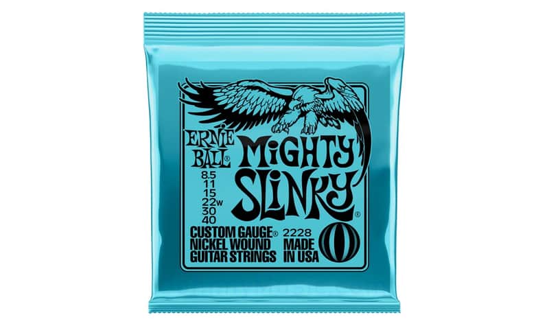 Mighty Slinky Nickel Wound Electric Guitar Strings 8.5 - 40 Gauge Set - world standard special-tempered+tinned steel & ni-plated wrap on steel hex core image 1