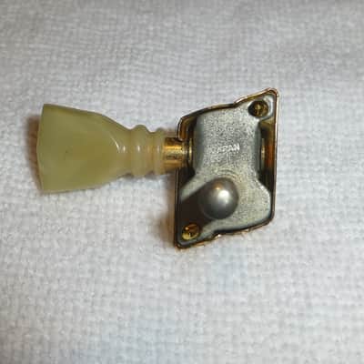 Vintage 1960s Univox Teisco Aria Gold 6 In a Line Tulip Tuner Set with Screws Right Handed Excellent MIJ image 3