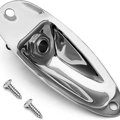Guitar Input Jack Socket Plate Output Loaded Boat Style 1/4 Inch with Screws for Fender Stratocaster Strat St Mono Electric Guitar for Electric Guitar Replacement Parts (Chrome) image 1