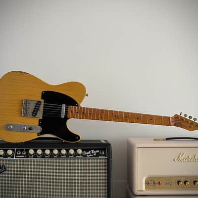 Whitfill T Custom Shop Boutique Relic Telecaster Lightweight Swamp Ash Blackguard, 3,06kg, 10" Radius uvm. 2021 - Aged Butterscotch Relic image 24