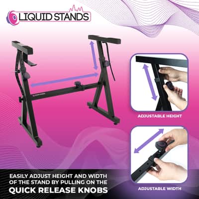 Liquid Stands Z Style Adjustable Piano Keyboard Stand - Fits 54-88 Key Electric Pianos (Black) image 6
