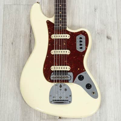Fender Custom Shop Bass VI Journeyman Relic Guitar, Rosewood, Vintage White image 2