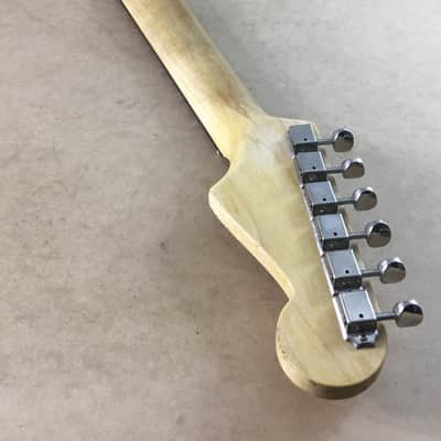 Lefty USA Made Musikraft Custom Aged Relic Strat Guitar Neck Amber Satin Fully Loaded Tuners image 9