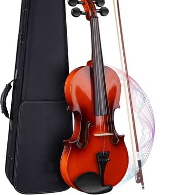 4/4 Polished Violin Kit for Beginners, Acoustic Violin with Hard Case, Solidwood Starter Kit with Bow, Rosin, Shoulder Rest, Tuner image 1