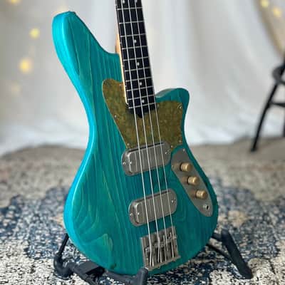 Offbeat Guitars Jacqueline TB2-34 Long Scale Bass, Bahama Skies on Pine, Custom Fralin Pickups, Leo Quan Badass Hardware image 2