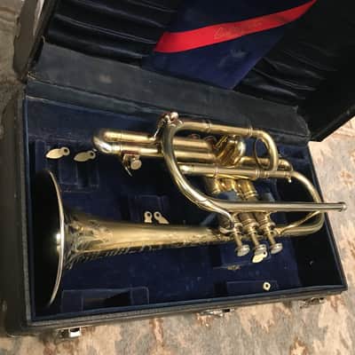 EXCELLENT SPECIAL ORDER LP CORNET F. BESSON BREVETE NEW CREATION 1923 GOLD PLATED LOVELY ENG. TO THE TOP / GREAT COMPRESSION image 1