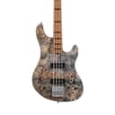 Cort GBMODERN4OPCG GB-Modern 4 Poplar Burl Top Roasted Maple Neck 4-String Electric Bass Guitar w/Deluxe Case
