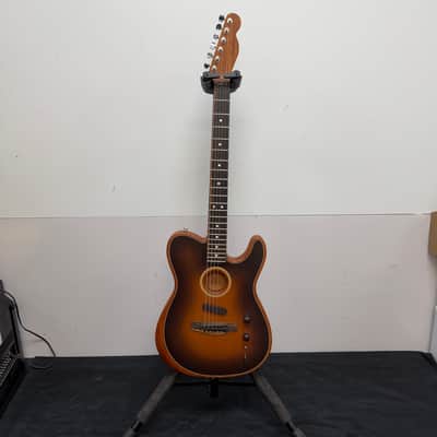 Used Fender American Acoustasonic Telecaster Acoustic Electric Guitar with Fender Gig Bag Sunburst 2019 image 2